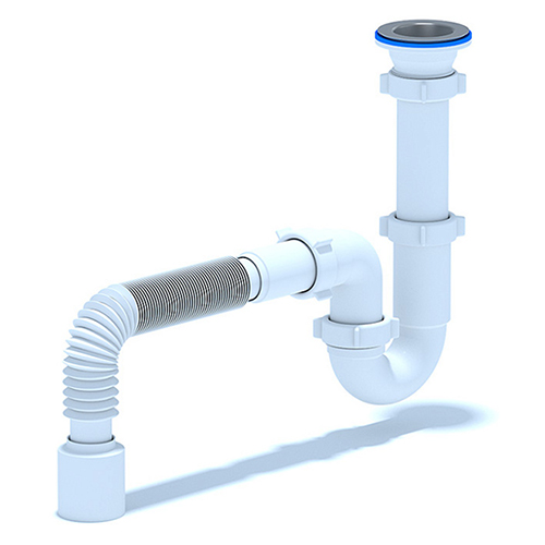 Новый товар «Сифон Ани (под мойку) 1 1/2 дюйма 40 мм прямоточный с гибкой тубой 40х50 мм»