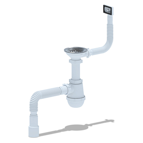 Новый товар «Сифон для мойки АНИ пласт Грот A0145SA15 3 1/2 дюйма 40 мм с гибким переливом и гибкой трубой 40х40/»